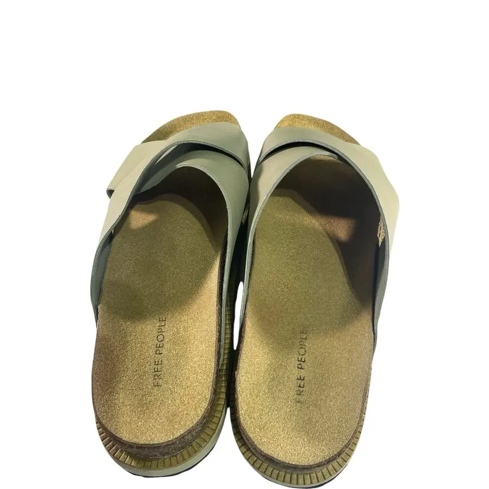 FREE PEOPLE Womens Sidelines Footbed Slides Sandals Sz 40 US 9 CrissCross Tan - Picture 6 of 10